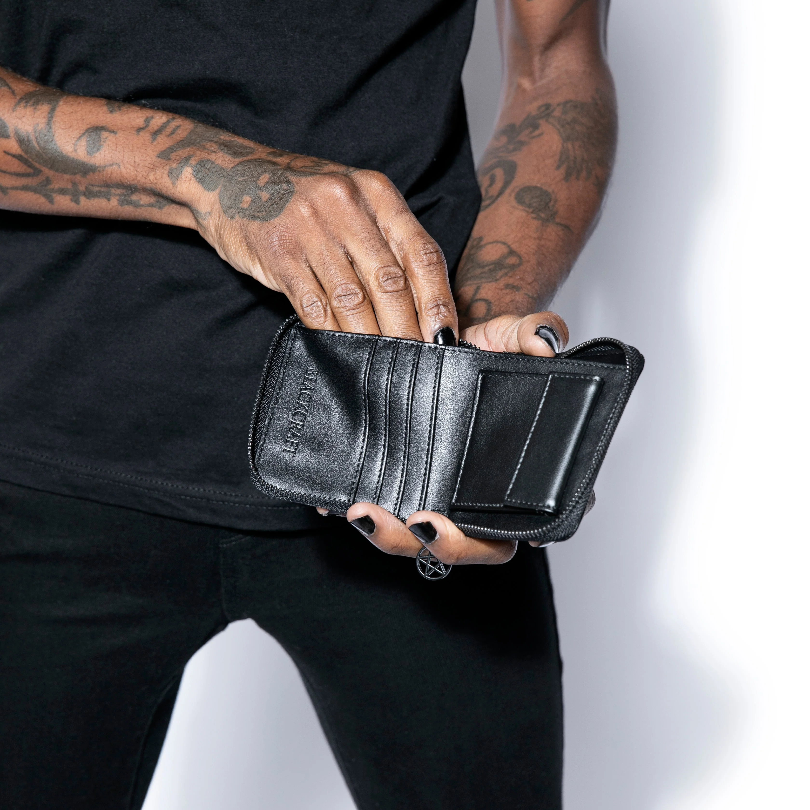 Baphomet Embossed Small Zip Wallet - Image 6