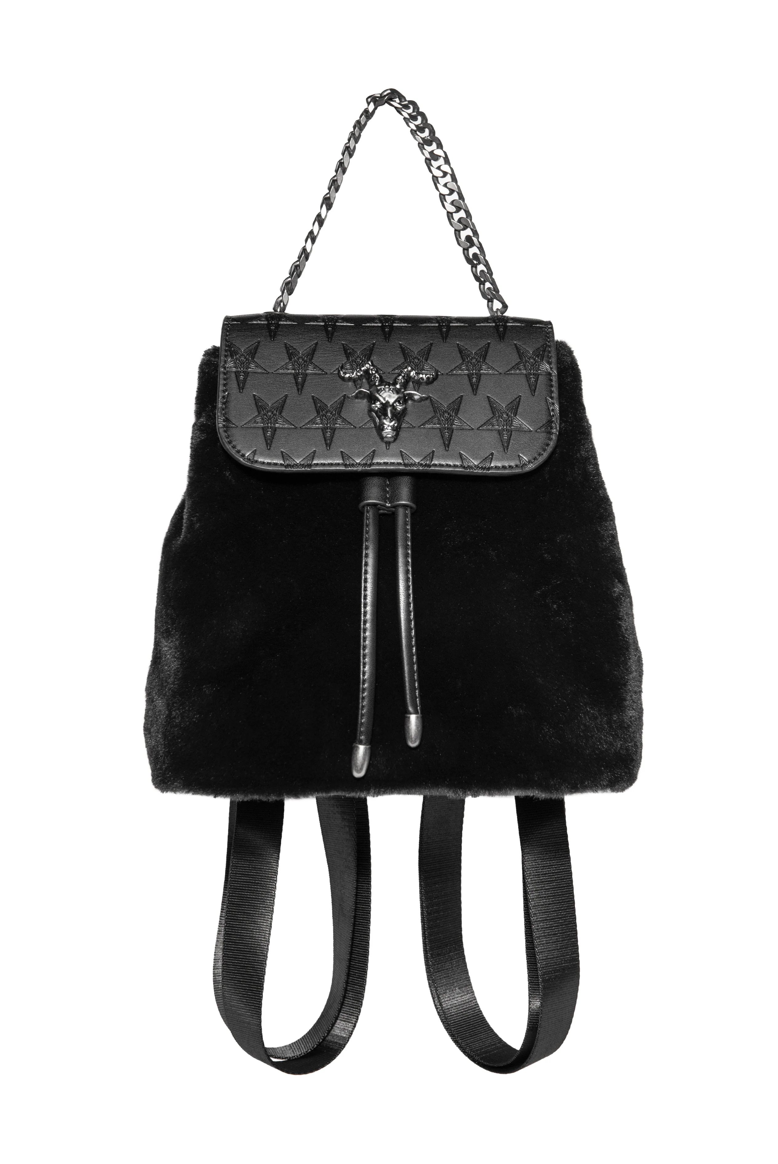 Baphomet Mini Faux Fur Backpack - Image 4