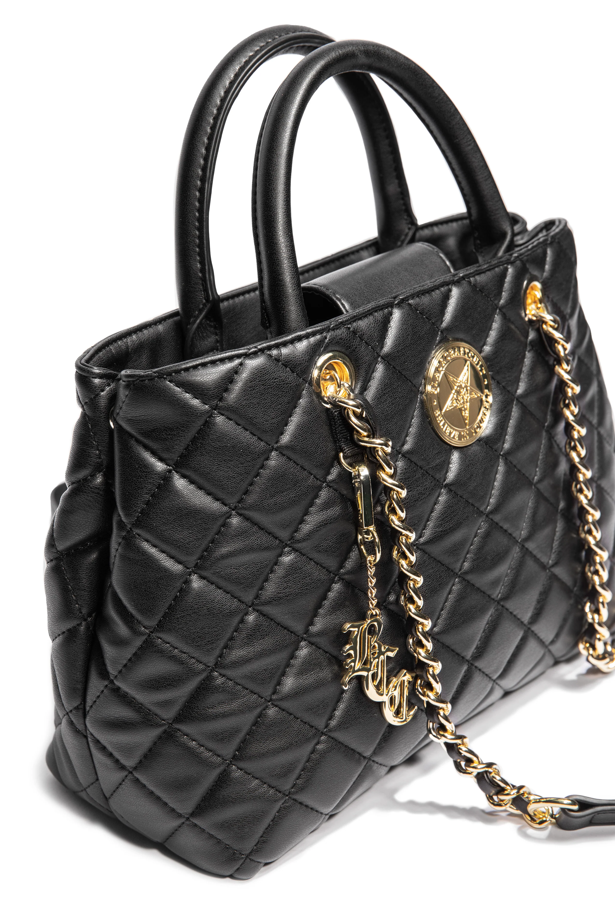 Believe in Yourself Black Quilted Satchel - Image 5