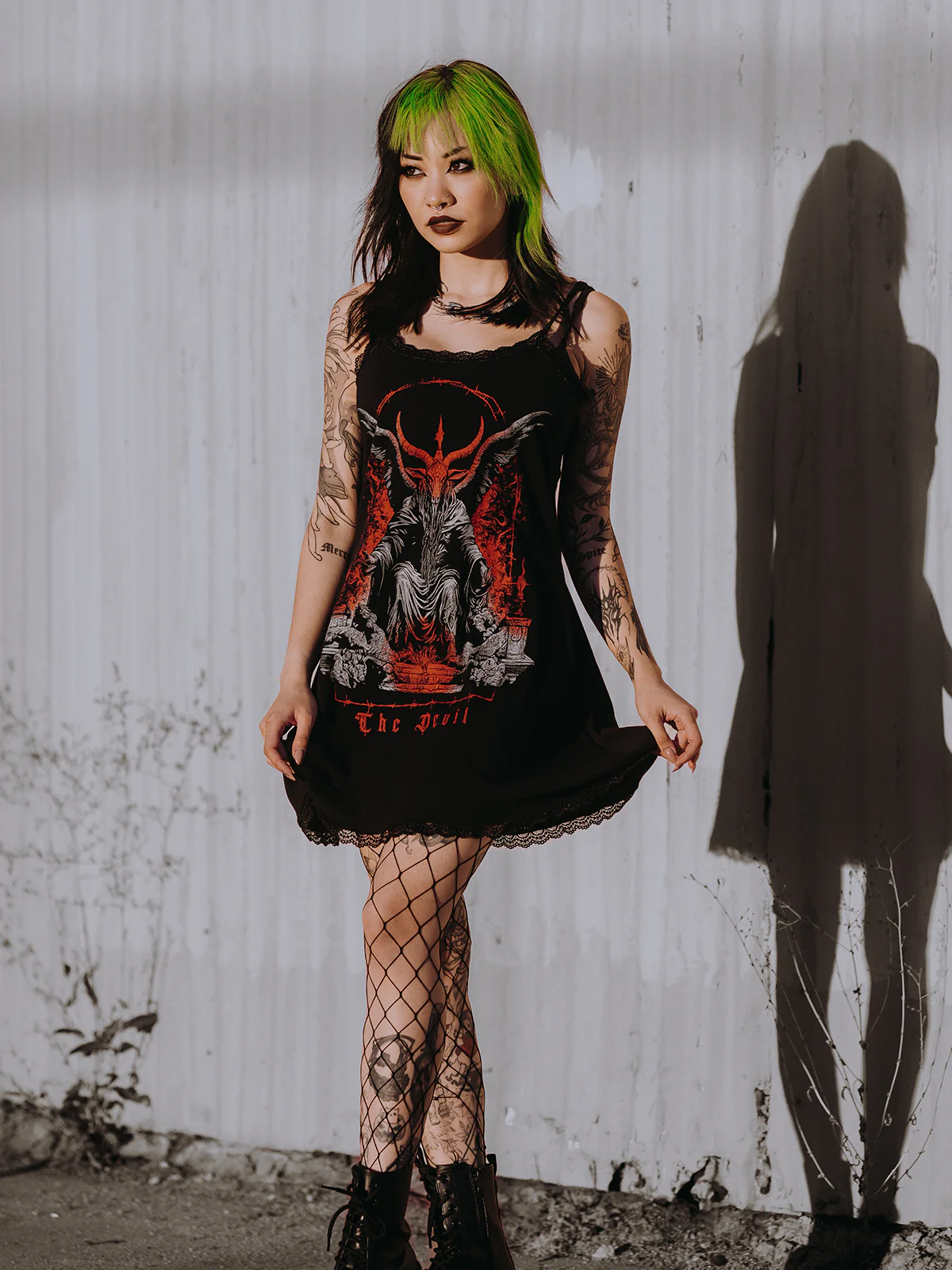 The Devil Lace-Trimmed Mini Dress - Image 3