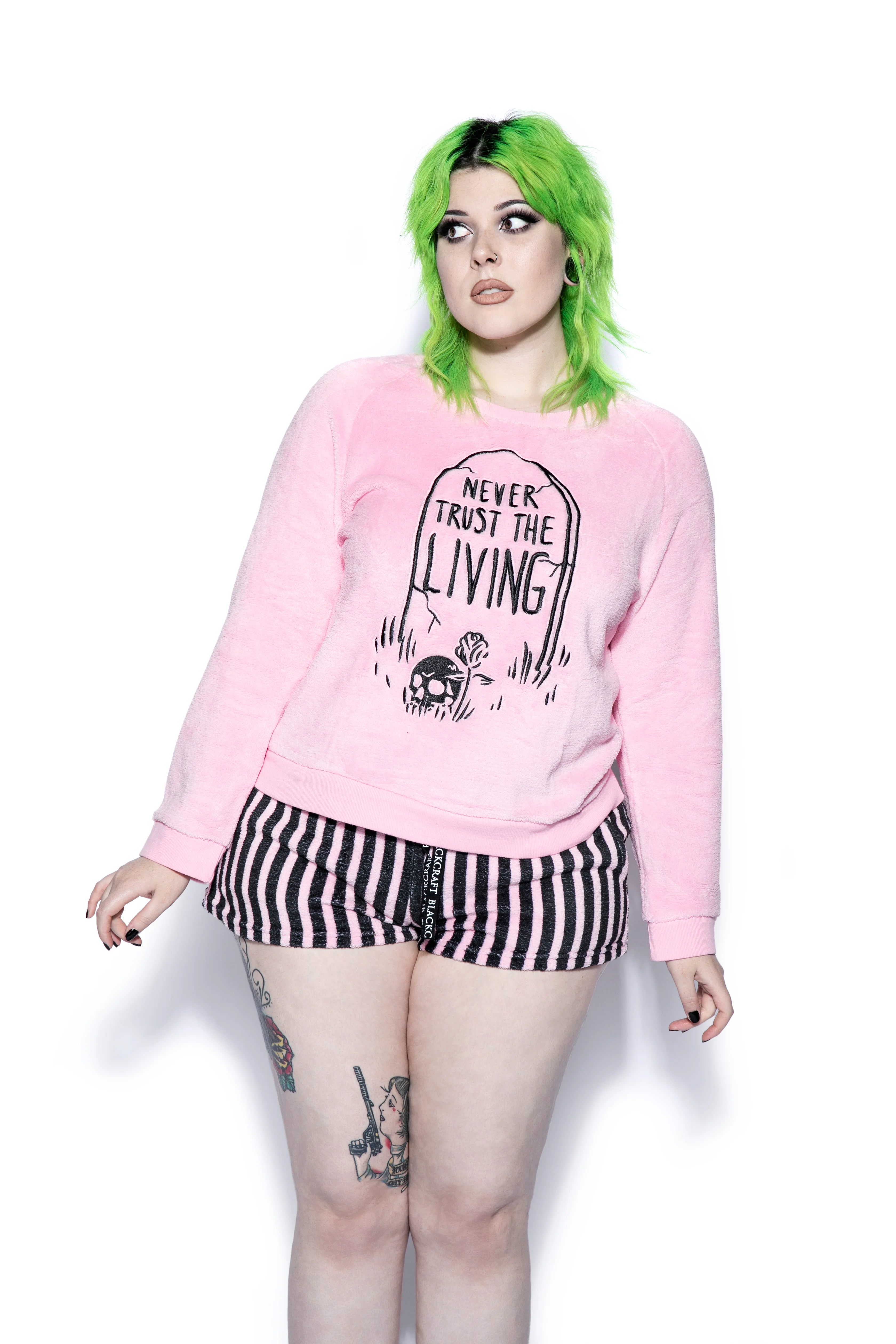 Women's Never Trust The Living Pajama Set - Image 4